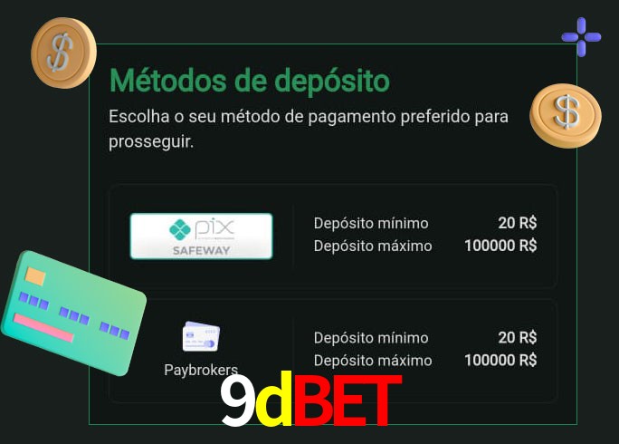 O cassino 9dbet oferece uma grande variedade de métodos de pagamento